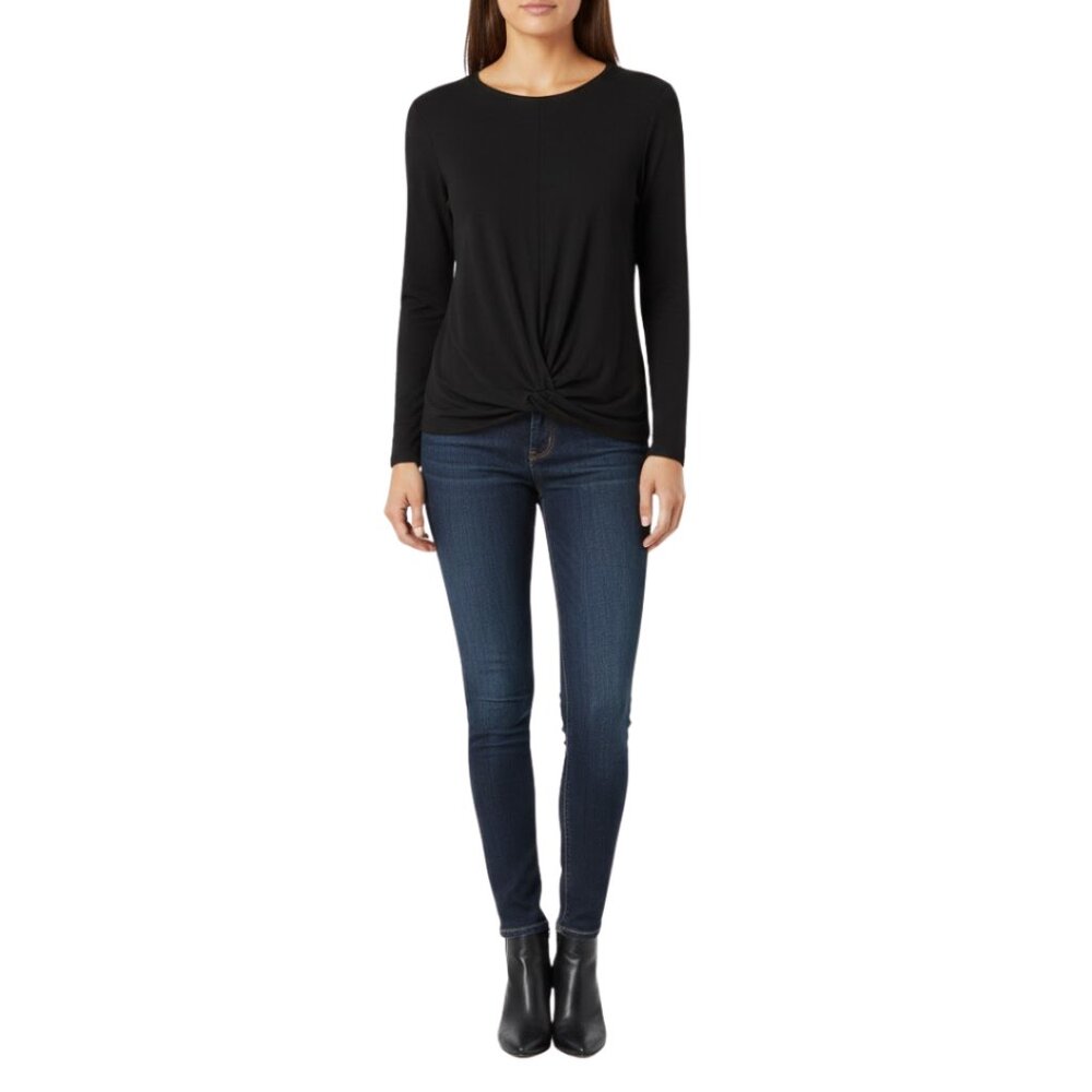 Knithaus made in‎ USA Black 3/4 Sleeve Top Draped Twist Hem Minimalist – Size M